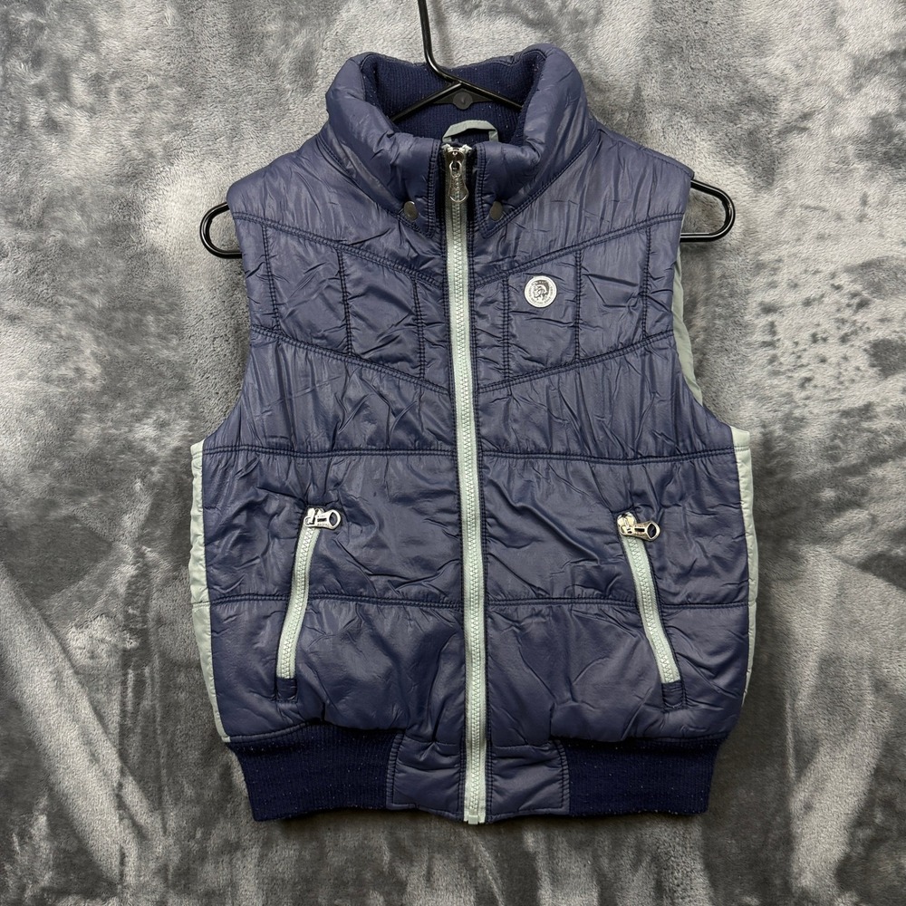 Diesel Puffer Vest Mens Large Navy Blue Quilted Sleeveless Full Zip Jacket